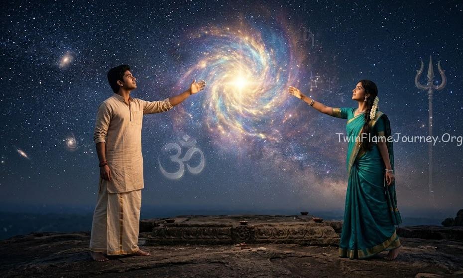 Final incarnation and soul ascension of a South Indian twin flame pair under cosmic guidance. H