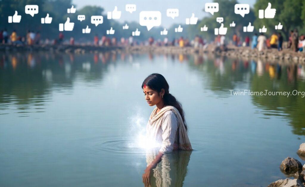 Spiritual awakening image showing the shift from material world to inner cosmic truth.